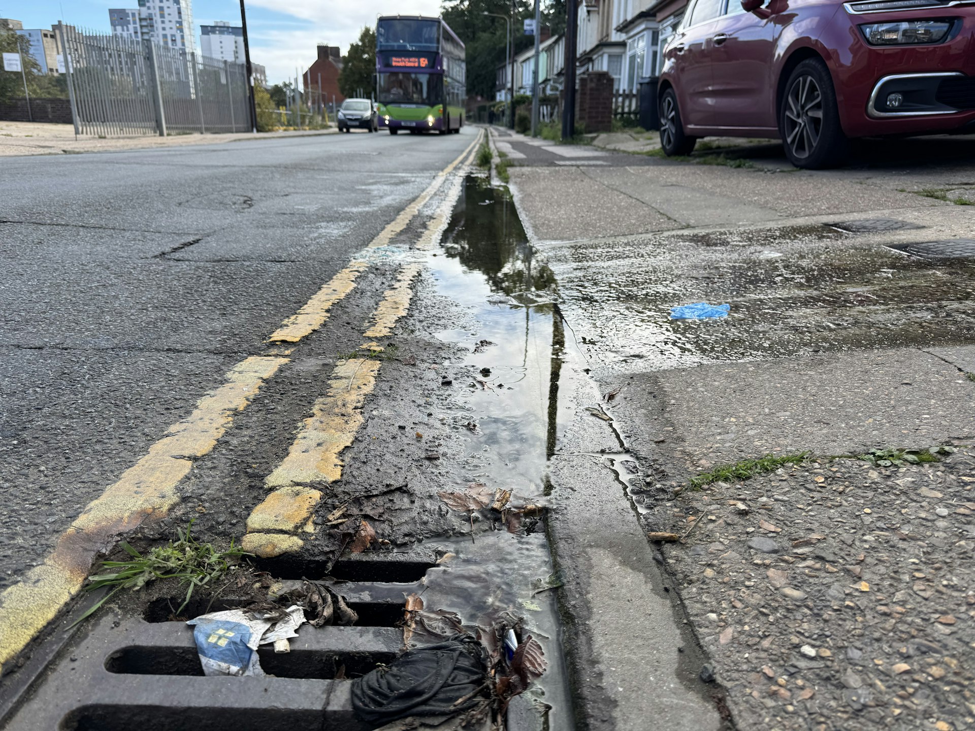 A water leak on Burrell Road, Ipswich